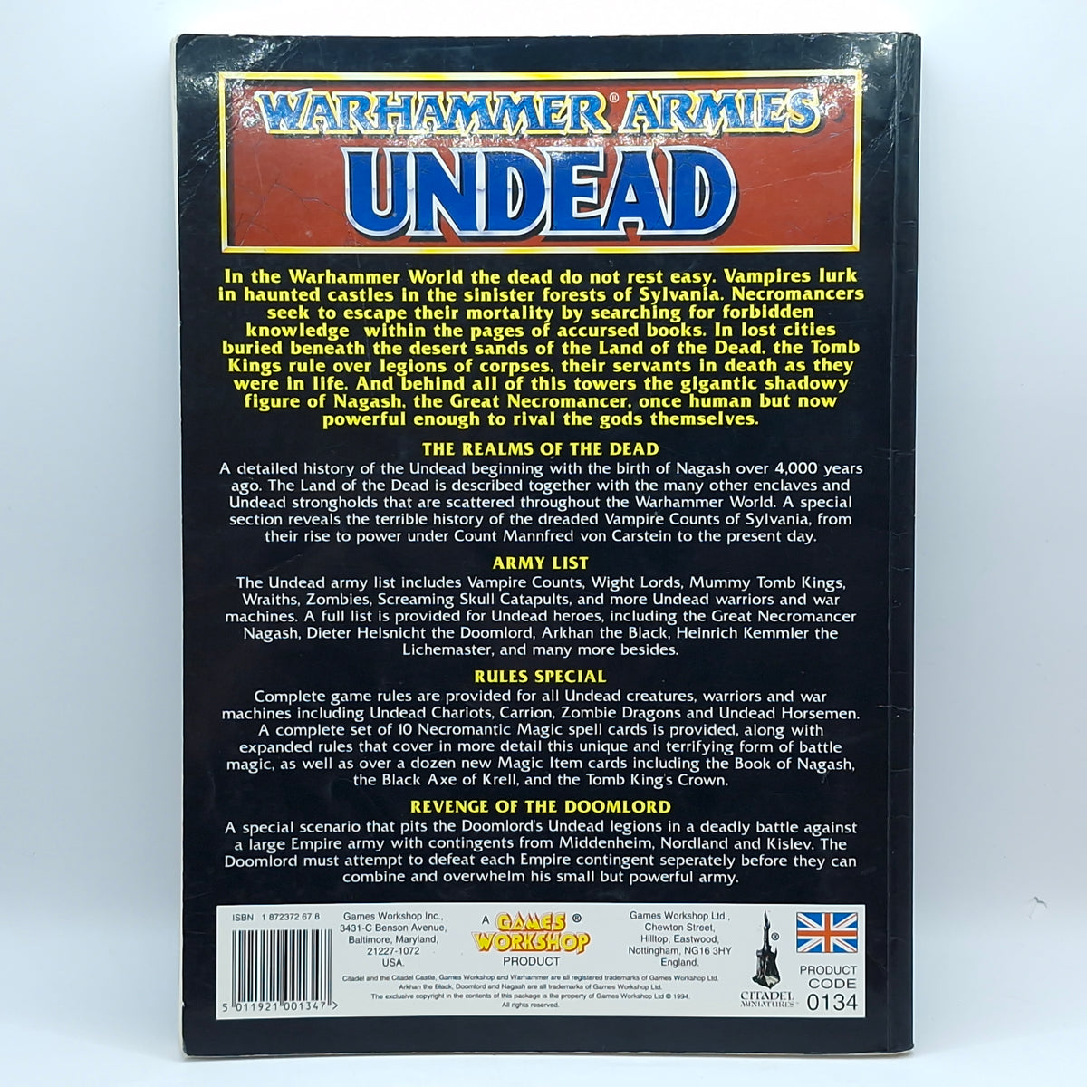 Warhammer Fantasy: Warhammer Armies Undead 4th Edition Supplement 1994 (BK0088)