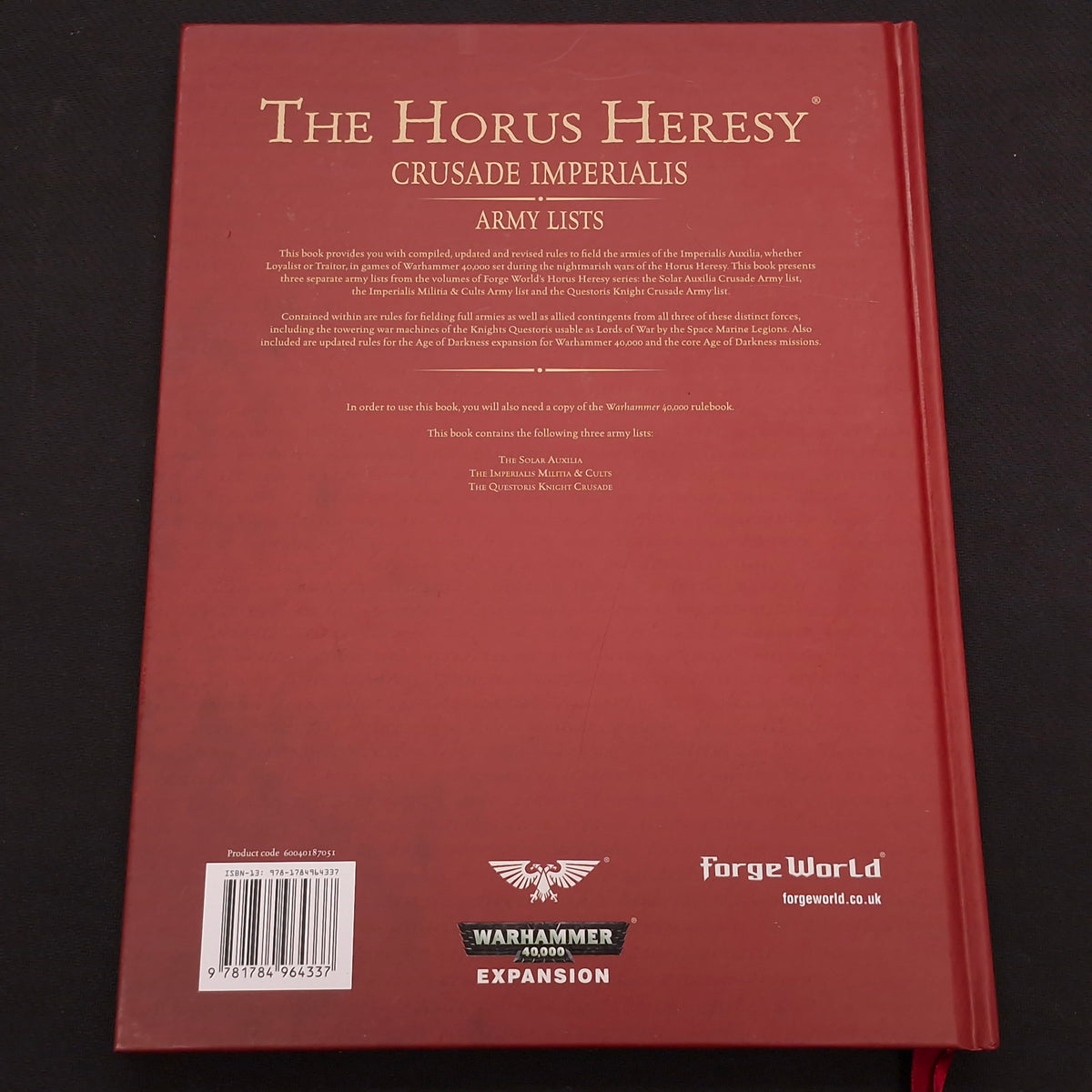 Warhammer The Horus Heresy Crusade Imperialis Army Lists (AS780)