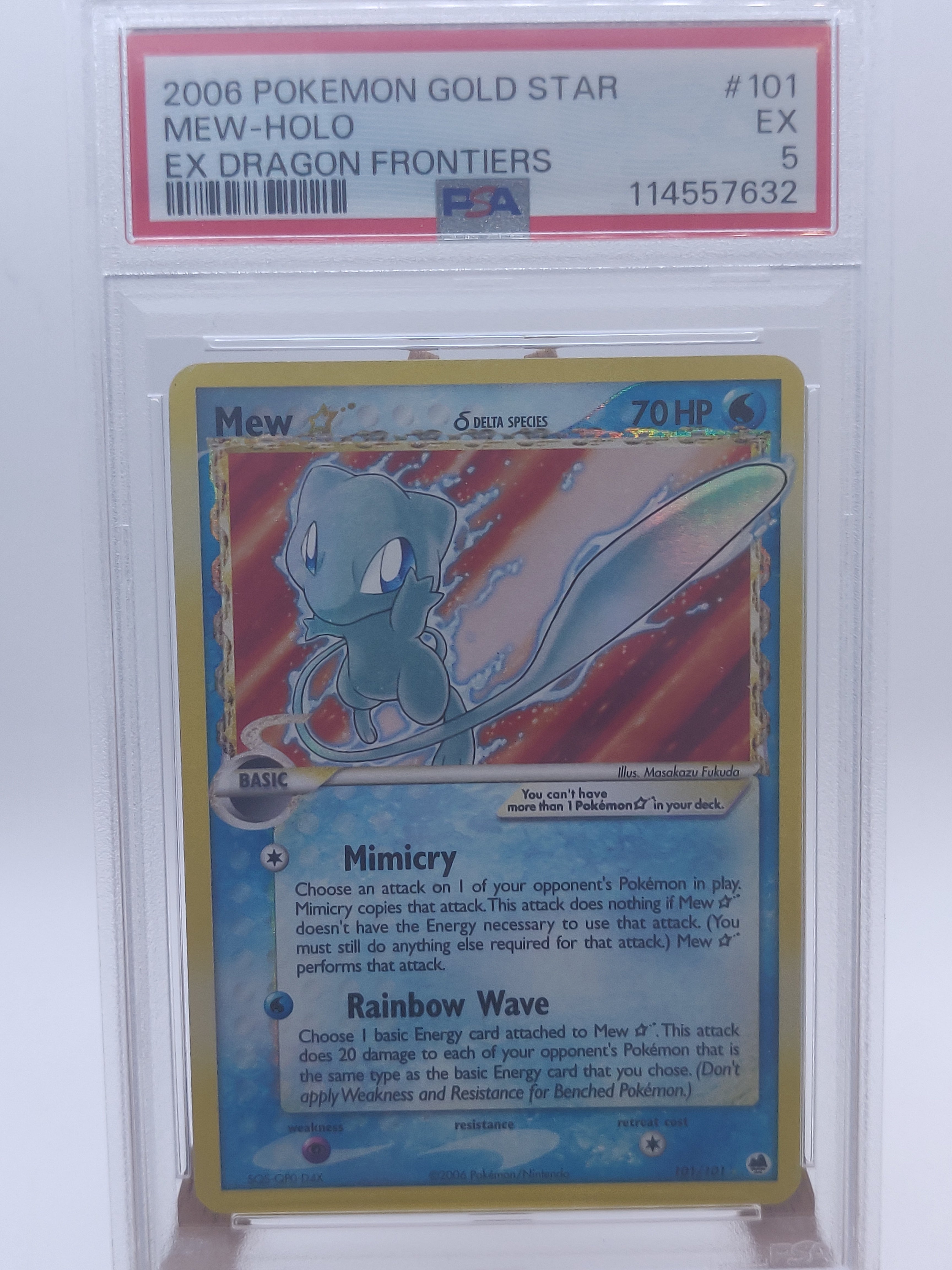 mew v pokemon card gold Pokemon Mew Gold Star Holo - PSA 5 - EX Dragon Frontiers #101