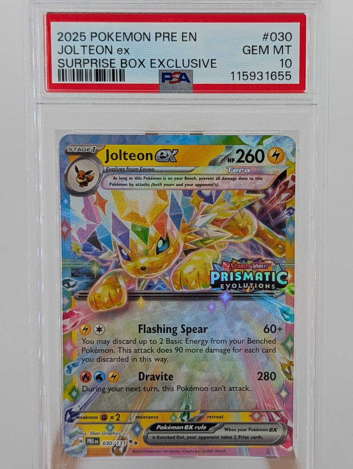 Pokemon Jolteon ex Holo - PSA 10 - Prismatic Evolutions #30 - Mint