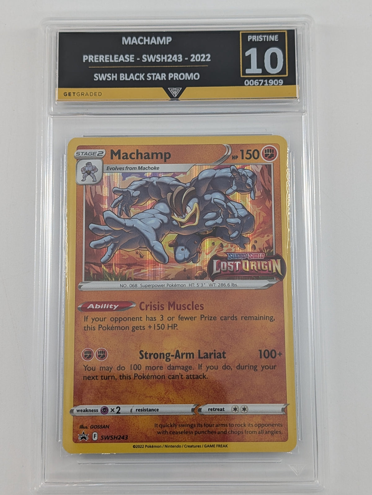 Pokemon Machamp Holo - Get Graded 10 - Sword and Shield Black Star Promo #243 - Mint