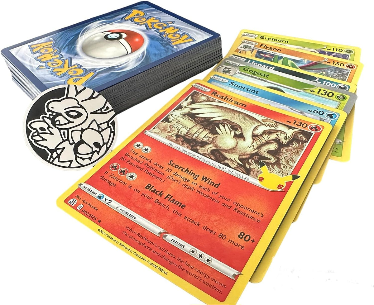 Pokemon Cards Gift Bundle - 75x Card Bulk Booster Joblot & Coin