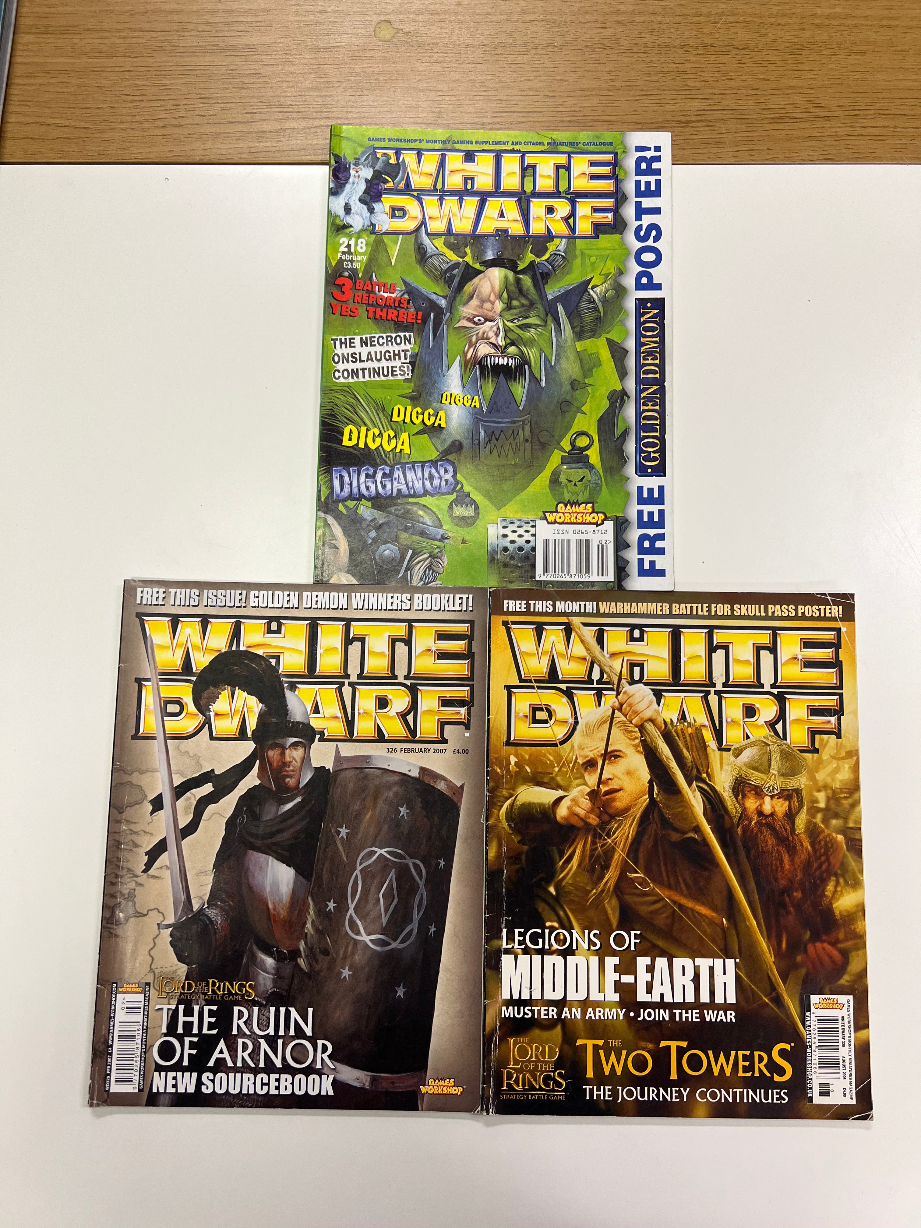 Warhammer White dwarf issues 218,326 and 320(TLB010)