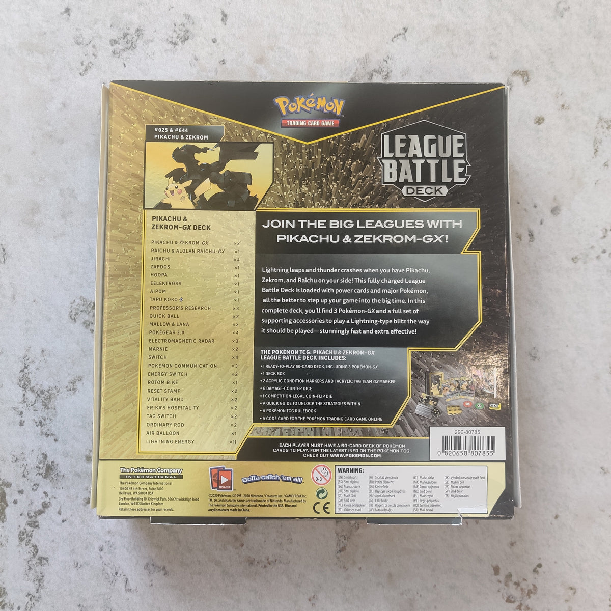 Pokemon TCG Pikachu & Zekrom GX League Battle Deck - Sealed BD003