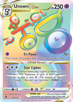 Unown VSTAR - 199/195 - Rare Rainbow - Silver Tempest