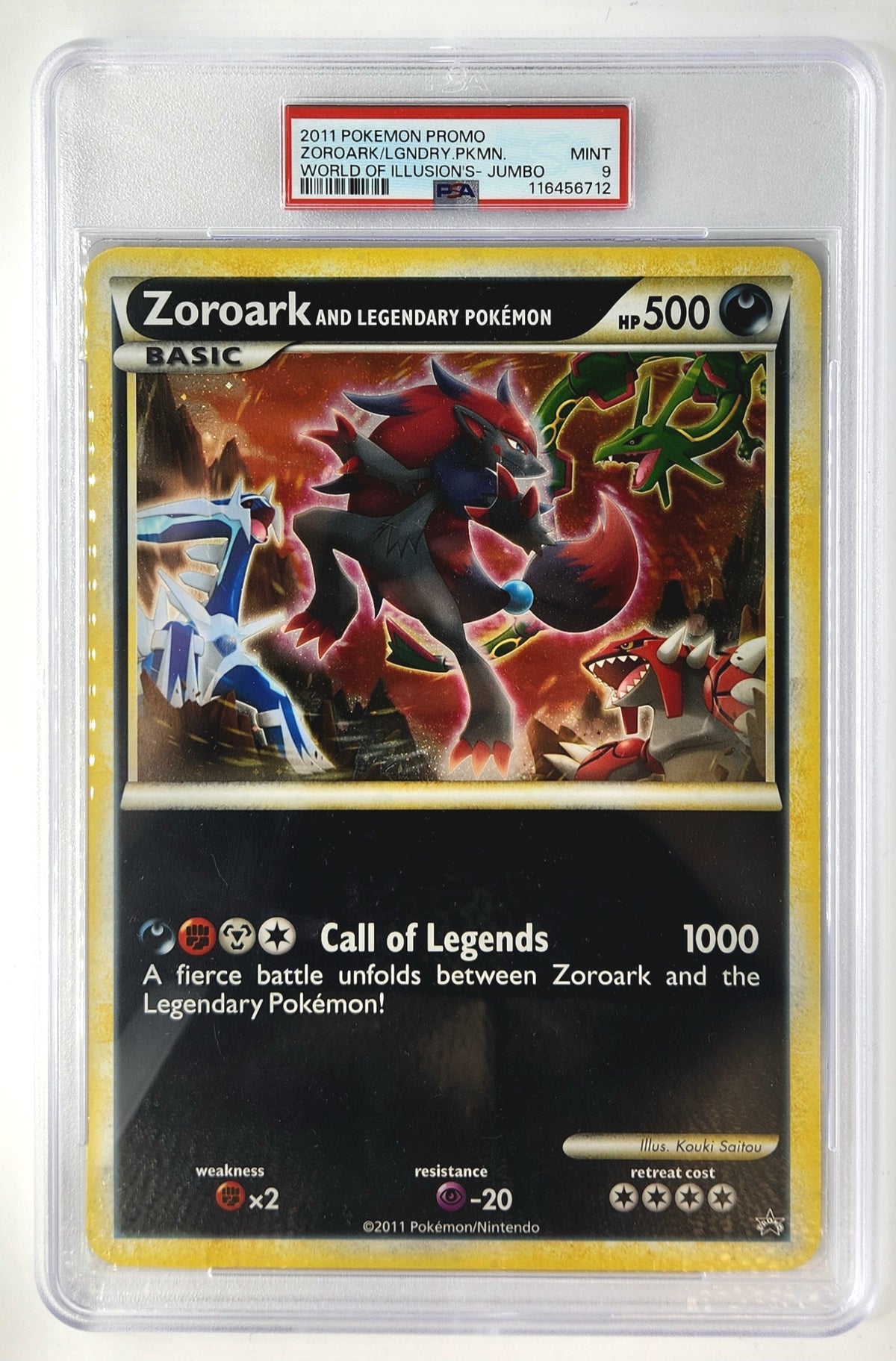 Jumbo Pokemon Zoroark and Legendary Pokemon Holo - PSA 9 - World of Illusion's # - Mint