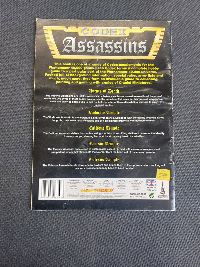 Warhammer 40K Codex Assassins  BK0106