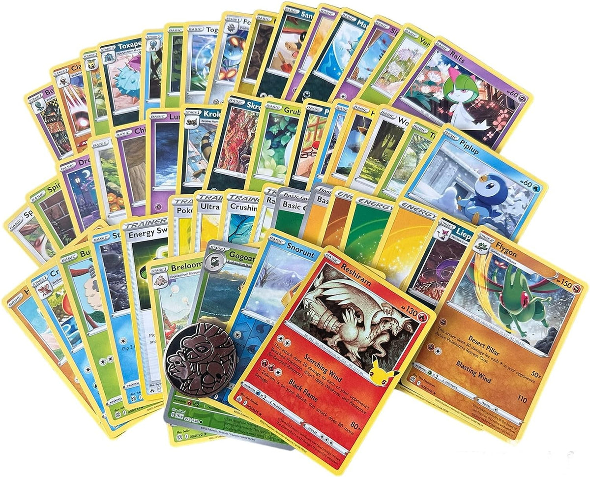 Pokemon Cards Gift Bundle - 75x Card Bulk Booster Joblot & Coin
