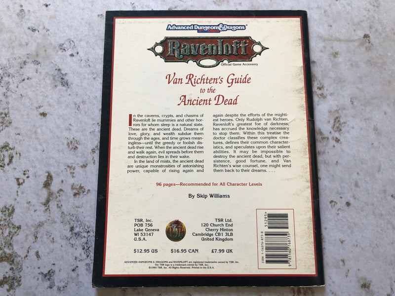 Advanced Dungeons & Dragons - Ravenloft Van Richten's Guide to Ancient Dead AS668-0924