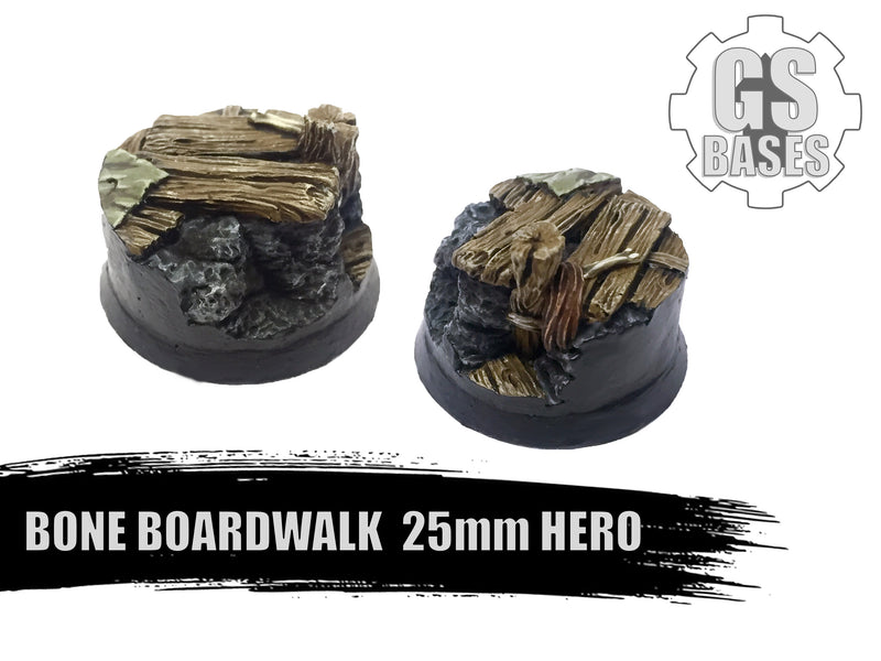 Resin Base - Bone Boardwalk Round - 25mm Hero (1)