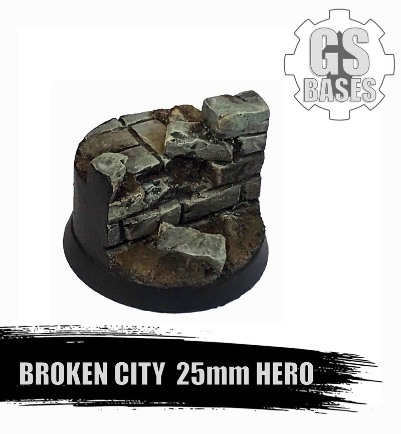 Resin Base - Broken City Round - 25mm Hero (1)