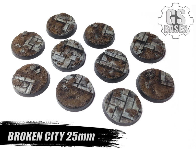 Resin Base - Broken City Round - 25mm (10)