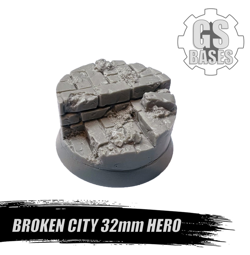 Resin Base - Broken City Round - 32mm Hero (1)