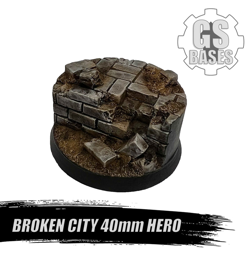 Resin Base - Broken City Round - 40mm Hero (1)