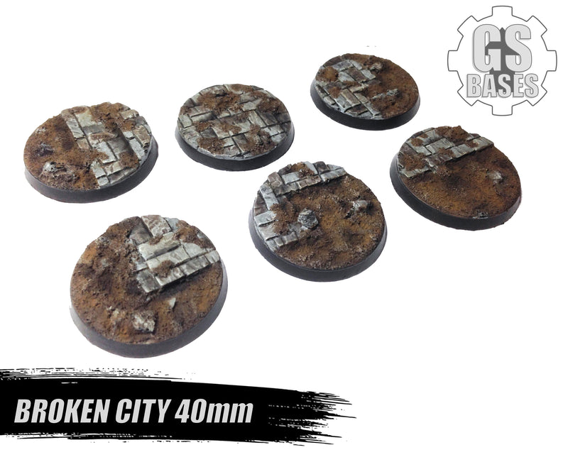 Resin Base - Broken City Round - 40mm (6)