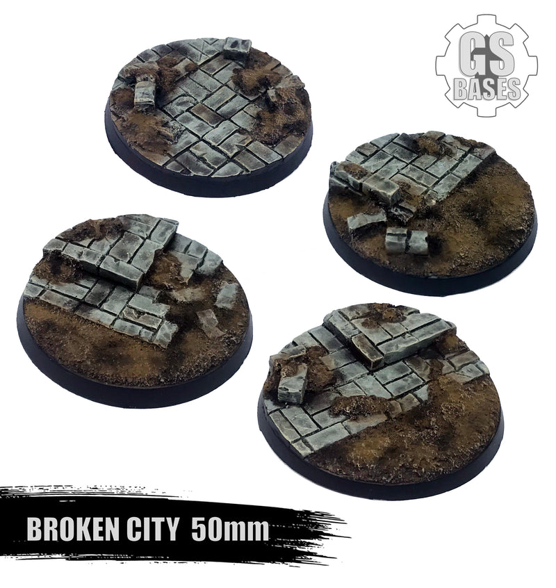 Resin Base - Broken City Round - 50mm (4)