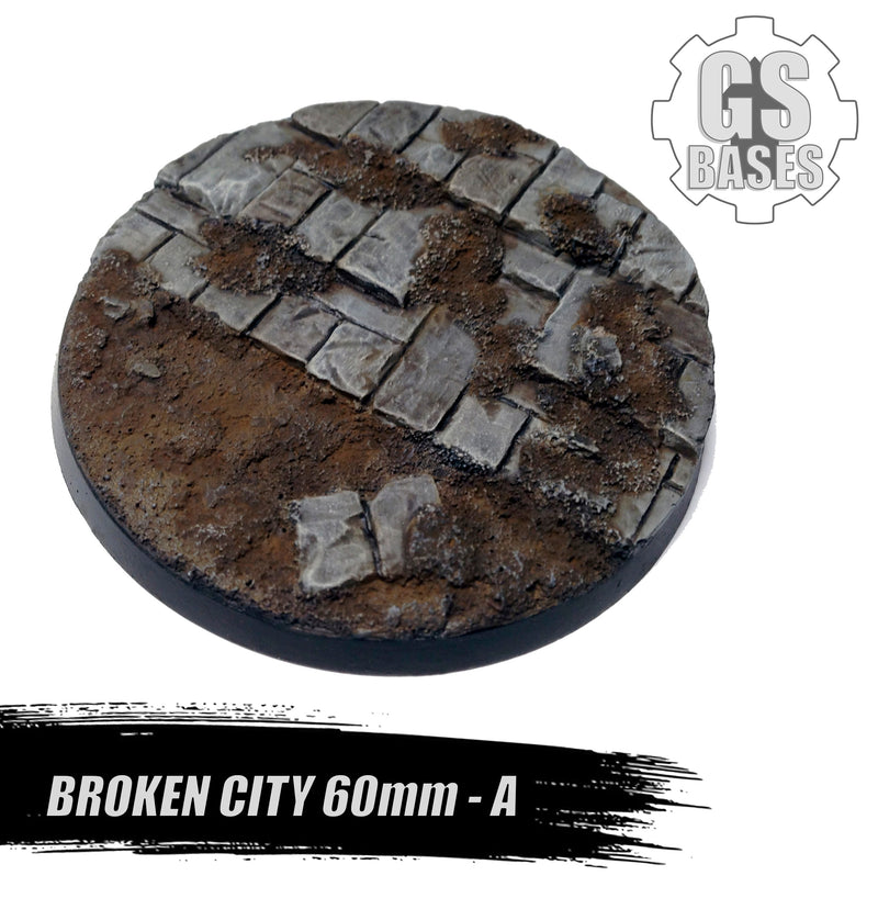 Resin Base - Broken City Round - 60mm (1A)