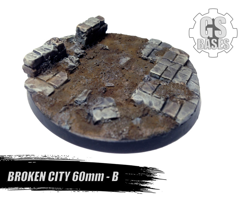 Resin Base - Broken City Round - 60mm (1B)