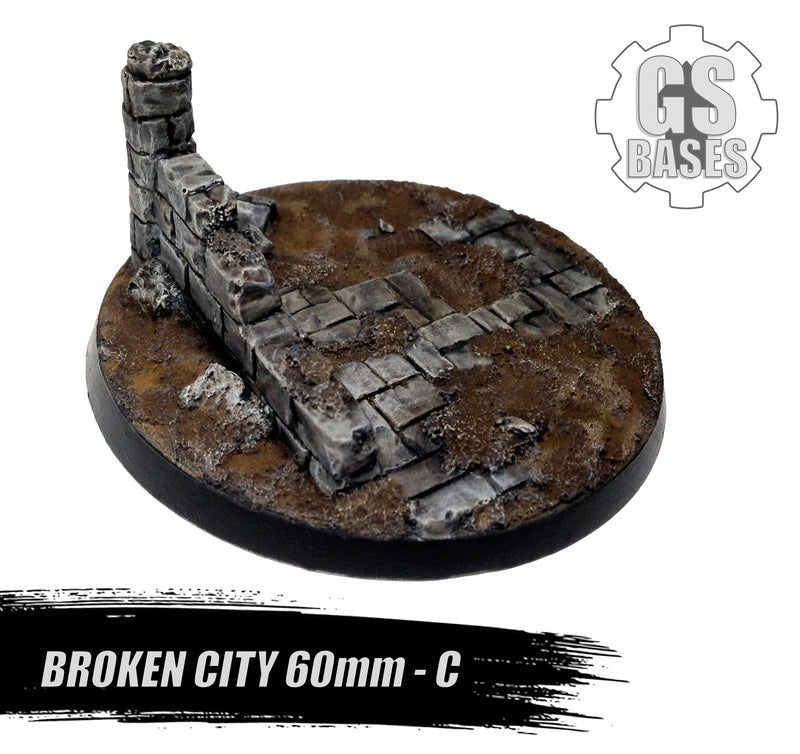 Resin Base - Broken City Round - 60mm (1C)