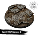 Resin Base - Broken City Round - 80mm (1A)