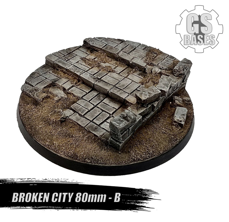 Resin Base - Broken City Round - 80mm (1B)