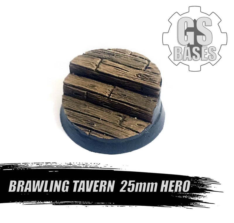 Resin Base - Brawling Tavern Round - 25mm Hero (1)