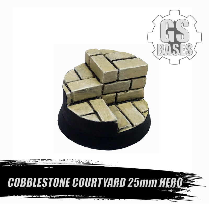 Resin Base - Cobblestone Courtyard Round - 25mm Hero (1)