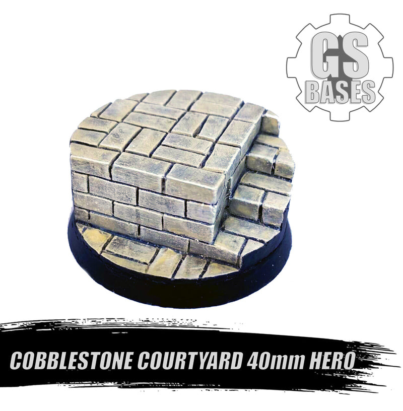 Resin Base - Cobblestone Courtyard Round - 40mm Hero (1)