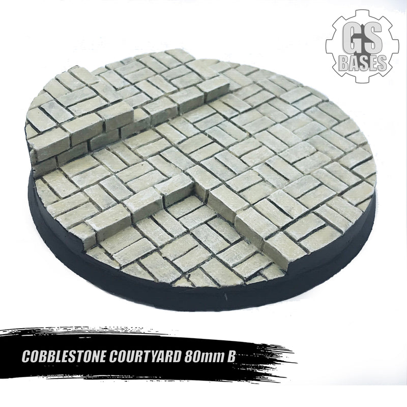 Resin Base - Cobblestone Courtyard Round - 80mm (1B)