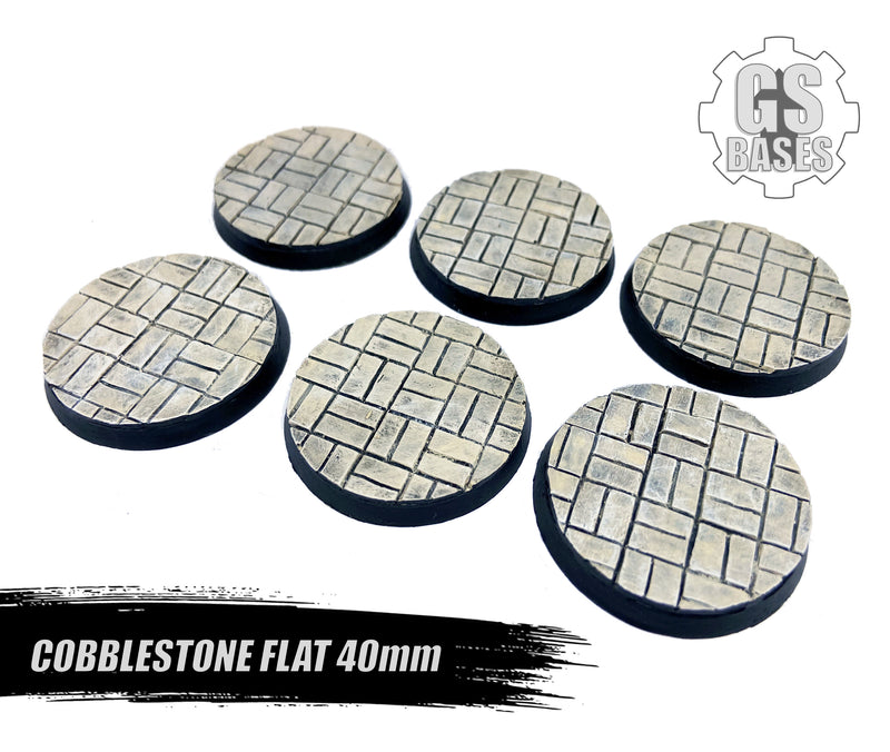 Resin Base - Cobblestone Flat Round - 40mm (6)