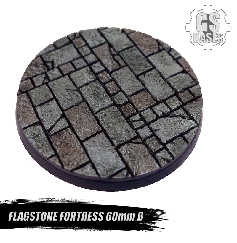 Resin Base - Flagstone Fortress Round - 60mm (1B)