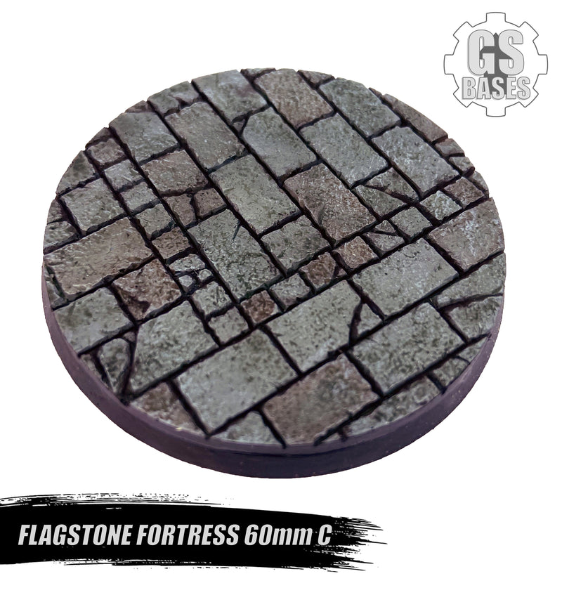 Resin Base - Flagstone Fortress Round - 60mm (1C)