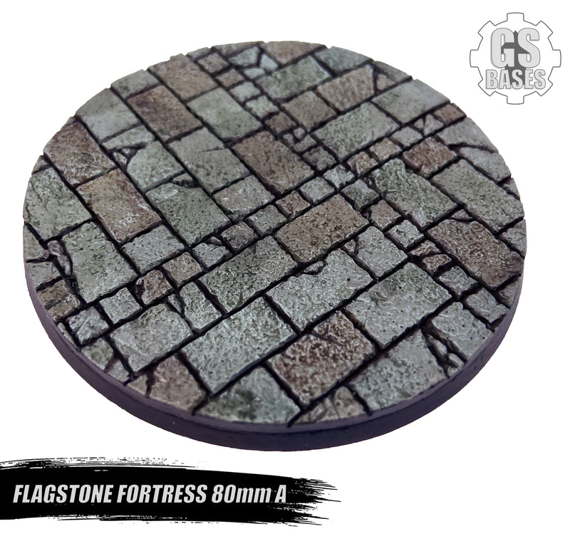 Resin Base - Flagstone Fortress Round - 80mm (1A)