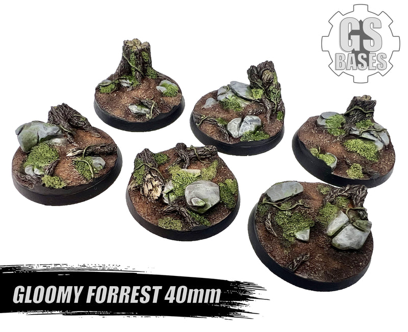 Resin Base - Gloomy Forrest Round - 40mm (6)