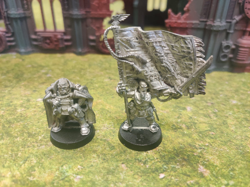 Warhammer 40k Astra Militarum Lord Castellan Creed and Cadian Standard bearer OOP - AT067