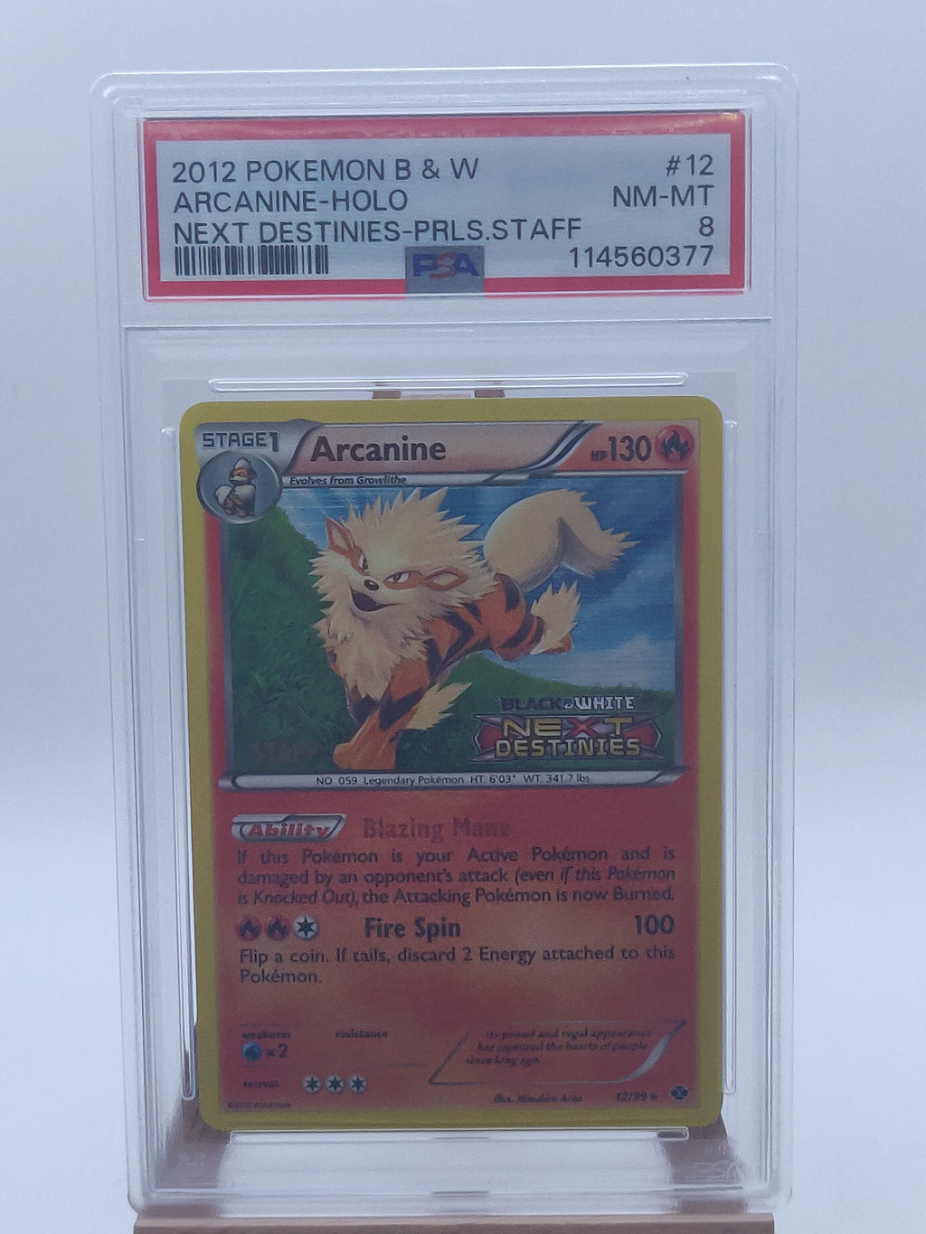 Pokemon Arcanine Holo - PSA 8 - Next Destinies #12