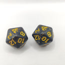 Dungeons and Dragons Dice D20 Black and Gold Oversized x2 BA183