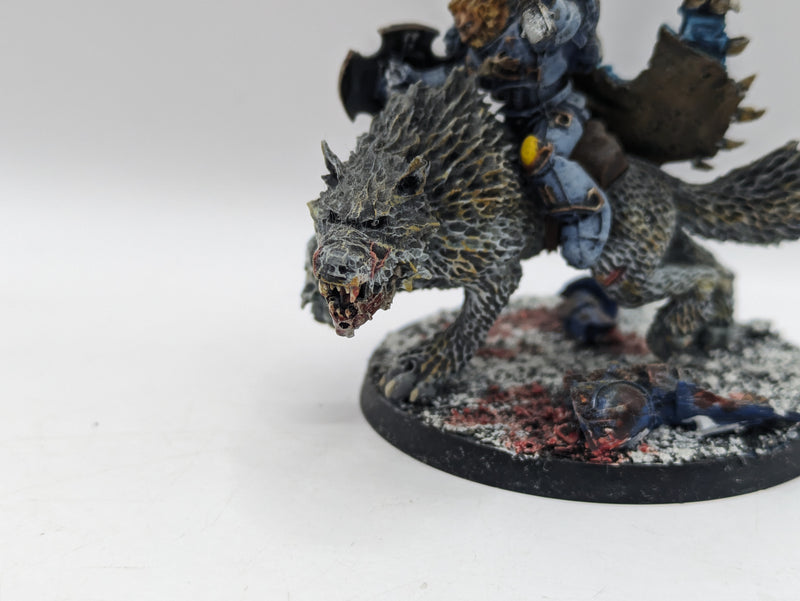 Warhammer 40k: Space Marine Space Wolves Wolf Lord on Thunderwolf - Well Painted (AZ213)