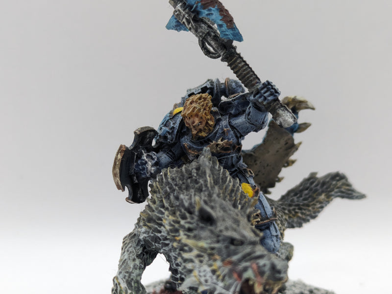 Warhammer 40k: Space Marine Space Wolves Wolf Lord on Thunderwolf - Well Painted (AZ213)
