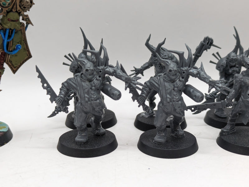 Warhammer 40k: Chaos Space Marine Death Guard Icon Bearer and Poxwalkers (BA100)