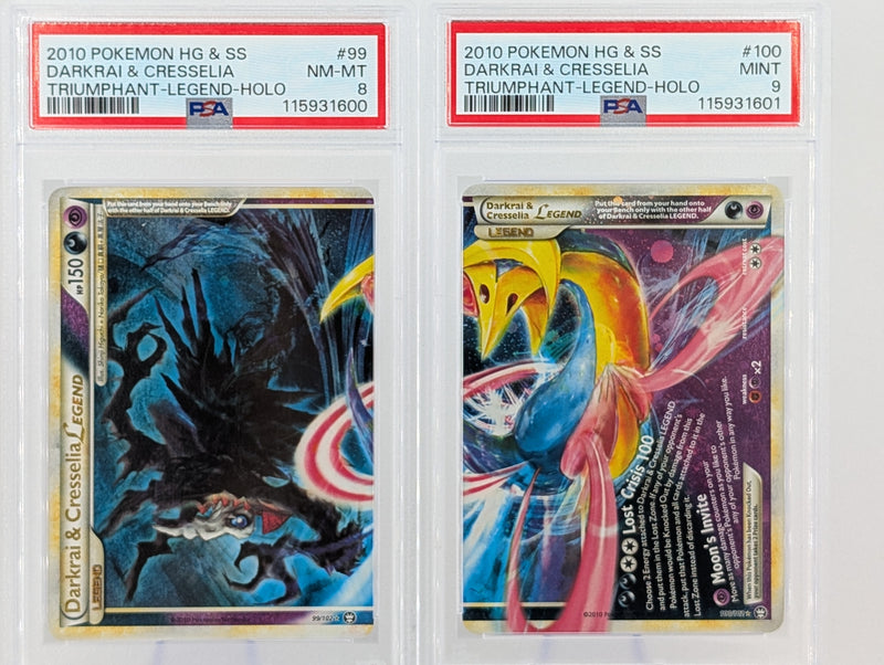 Pokemon Darkrai & Cresselia Legend Pair Holo - PSA 8/9 - Triumpant