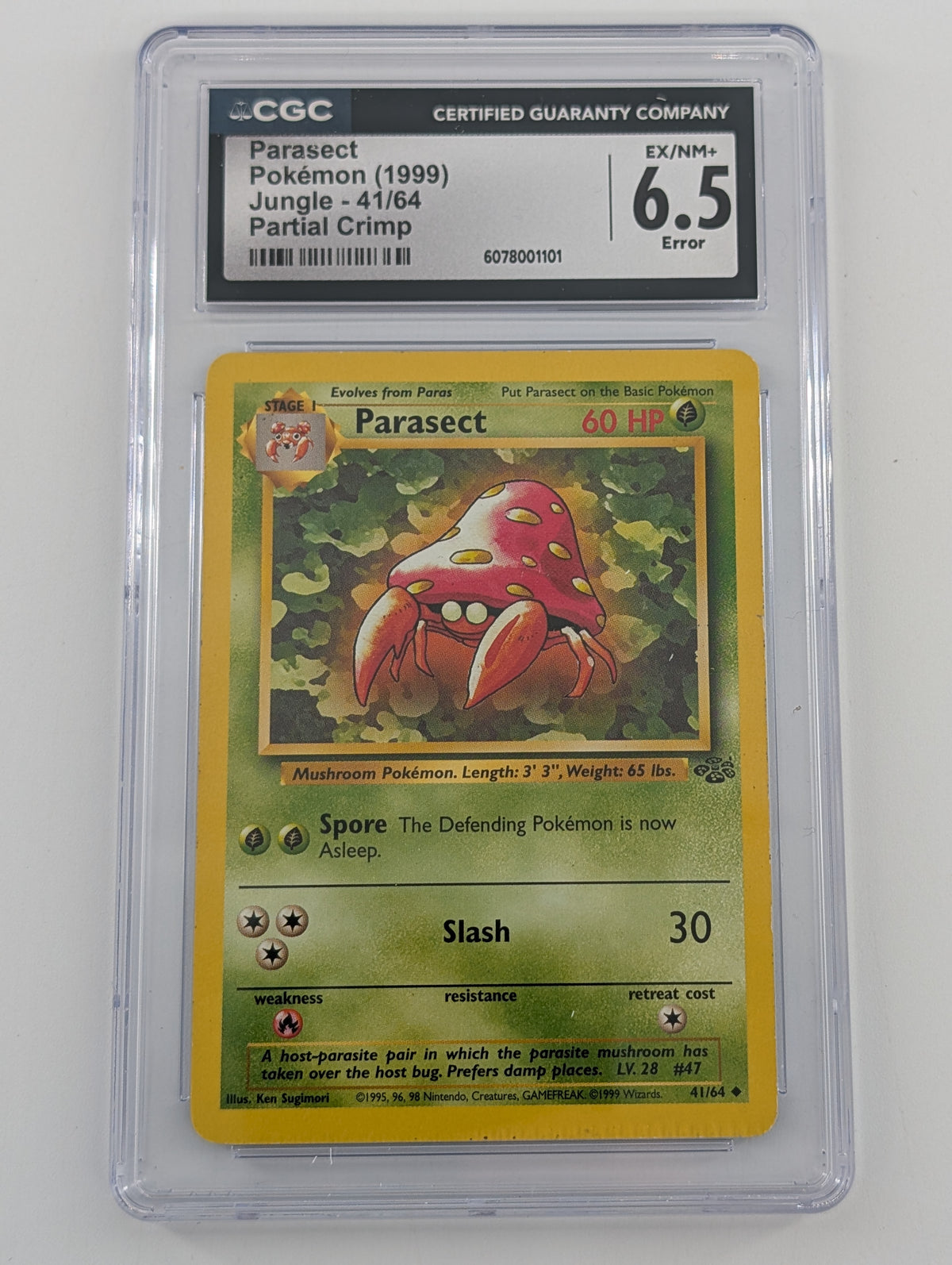 Pokemon Parasect  - CGC 6.5 - Jungle #41 - EX -  Partial Crimp Error