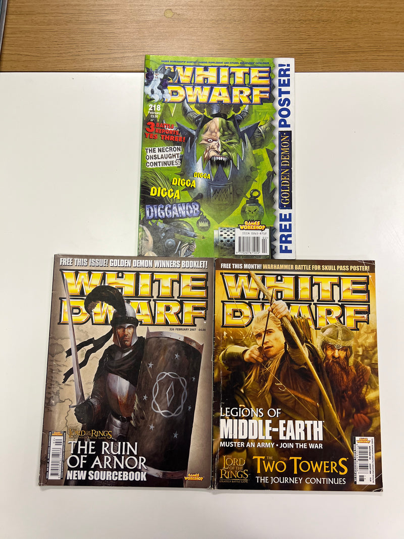 Warhammer White dwarf issues 218,326 and 320(TLB010)