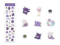 Pokémon Centre Sticker Set Gengar Ditto Ponyta Purple Art - Japanese Import