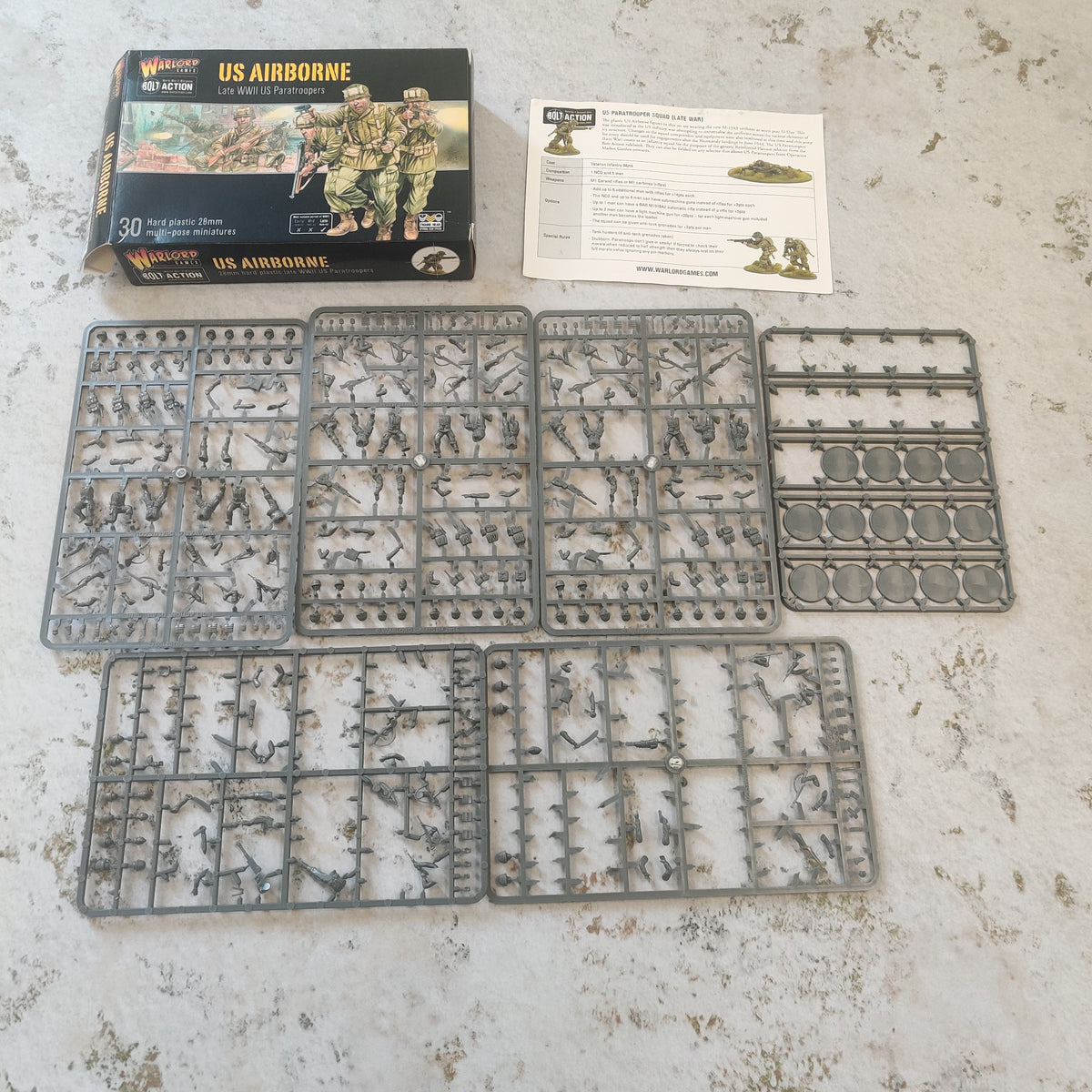 Set Miniature Bolt Action US Airborne 28mm - Per Wargame, Include Corpi, Teste, Armi