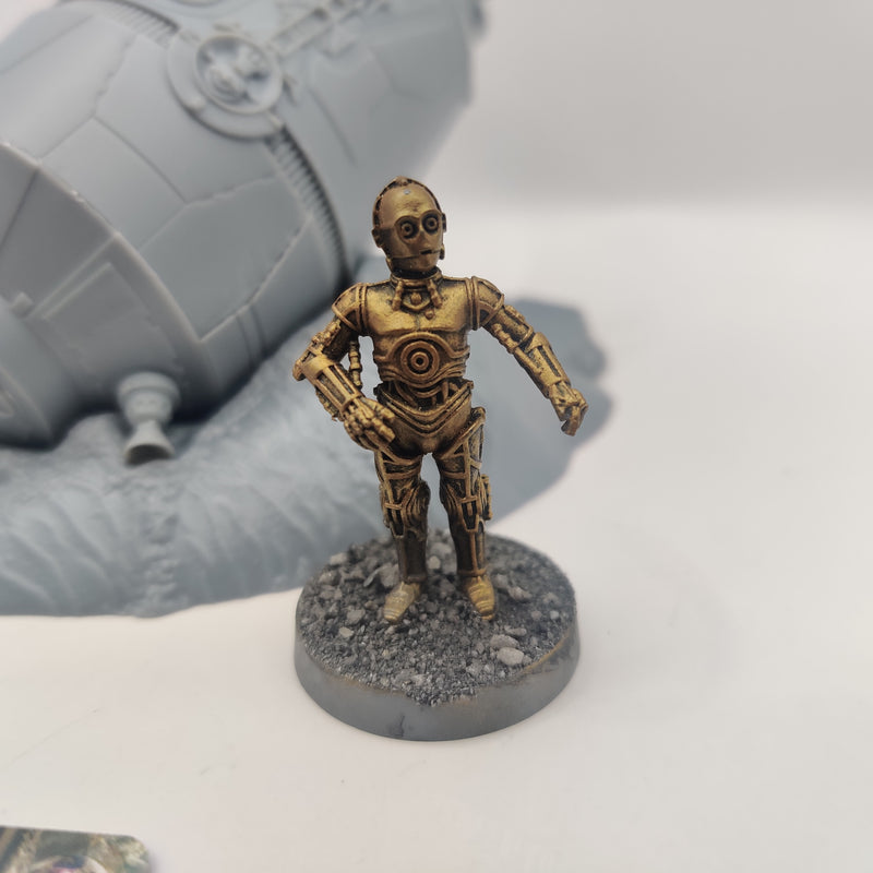 Star Wars Legion Crashed Escape Pod R2D2 and C3PO - with Cards AH078