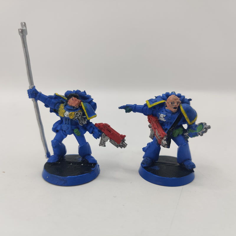 Warhammer 40k Space Marine Ancient and Lieutenant - Metal BA044
