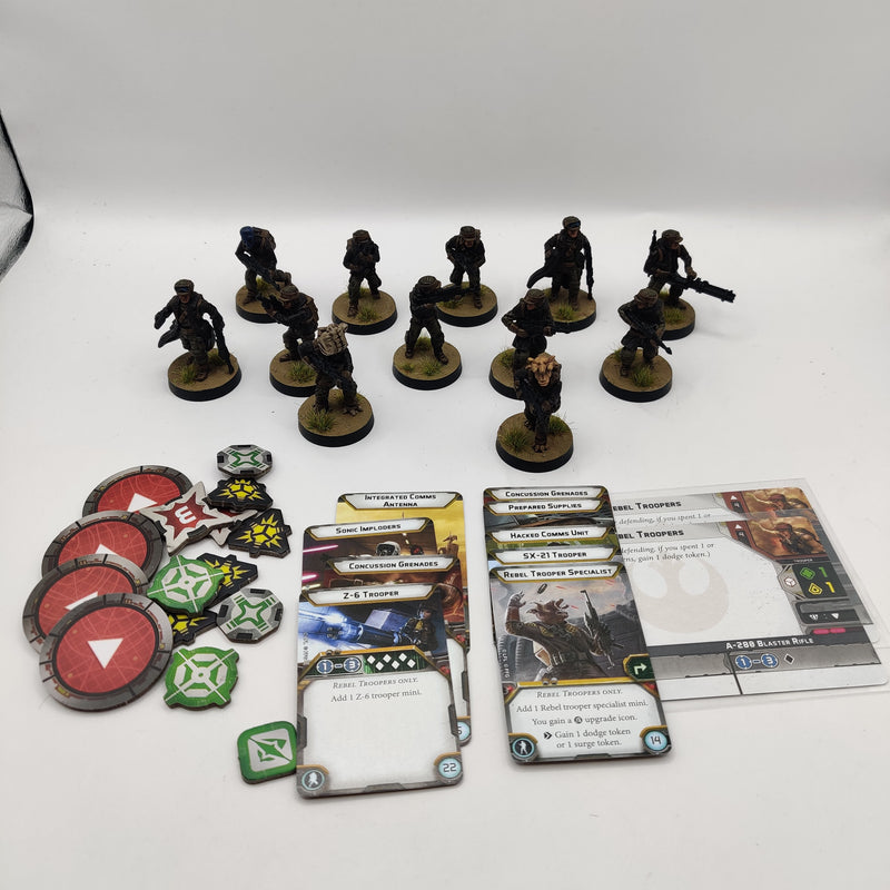 Star Wars Legion Rebel Troopers with Upgrades - Painted inc Cards AA039