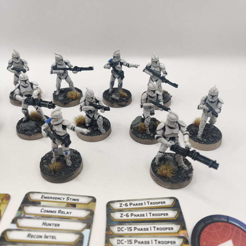 Star Wars Legion Phase 1 Clone Troopers x14 - Painted - with Cards BC056