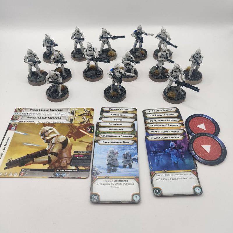 Star Wars Legion Phase 1 Clone Troopers x14 - Painted - with Cards BC056